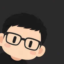 何必呢的头像：一个戴黑框眼镜、脸趴红晖的卡通头像